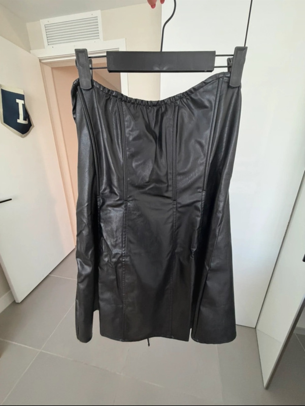 Black Faux Leather Corset Dress
